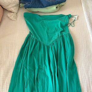 Free People Green Strapless Dress